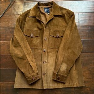 Vintage GAP Brown Genuine Suede Leather Button Up Shirt Jacket